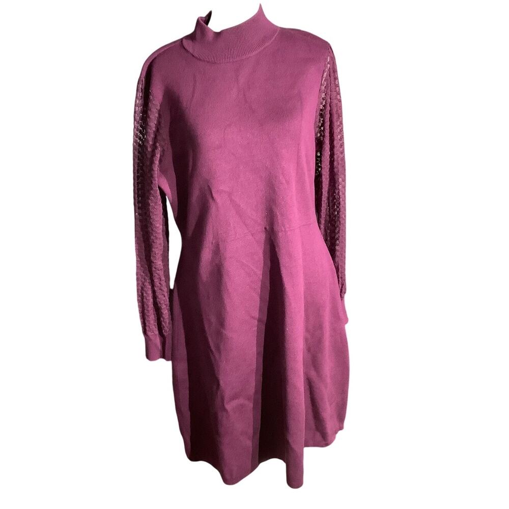 Nina Leonard Sweater Dress Women’s Size XL — Textured Sleeves, Cozy, Elegant